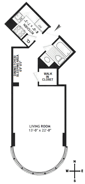 Studio, 1 bath, 520 sqft, $4,100, Unit 49O
