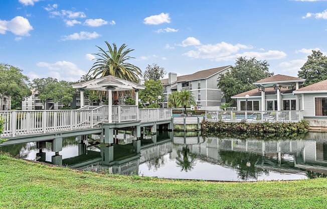 Gazebo that sits on the edge of the community lake