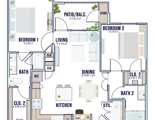 2 beds, 2 baths, 943 sqft, $1,590
