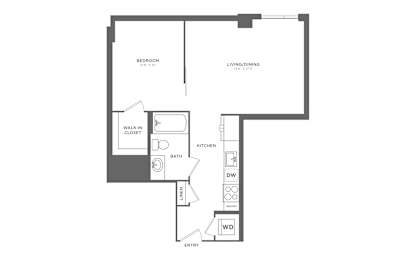 1 bed, 1 bath, 617 sqft, $2,525