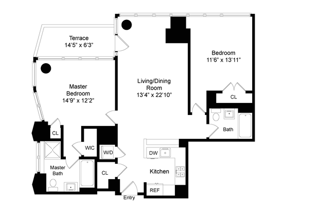 2 beds, 2 baths, 1,127 sqft, $8,700, Unit 26A