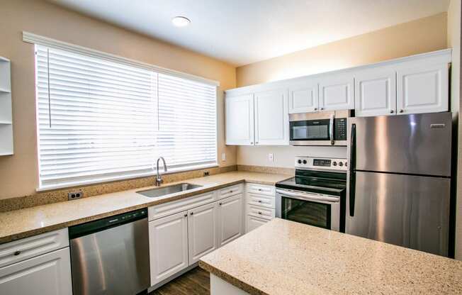 Full Gourmet Kitchen with Stainless Steel Microwave & Dishwasher at 97124 Apartment