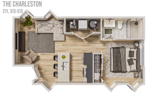 1 bed, 1 bath, 630 sqft, $1,575, Unit 211