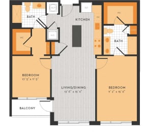 2 beds, 2 baths, 1,057 sqft, $3,625