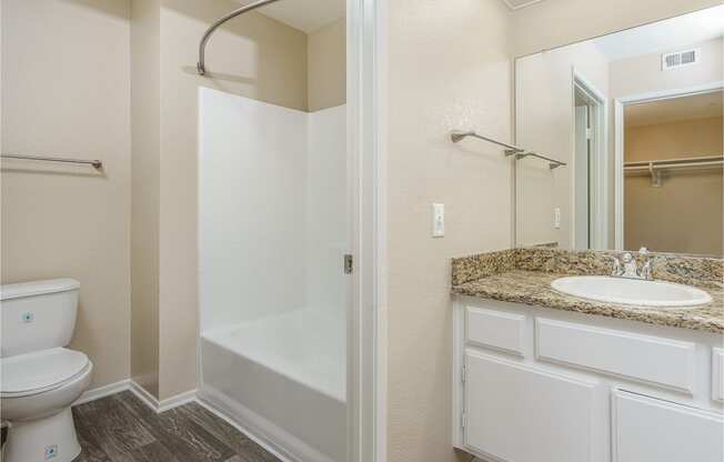 renovated bathroom with garden style tub