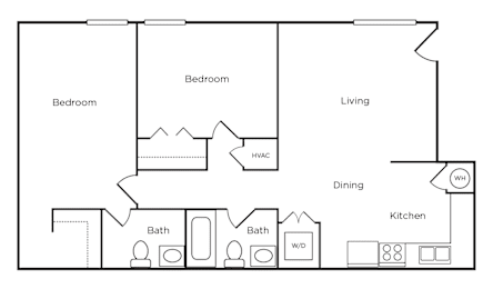 2 beds, 1.5 baths, 836 sqft, $1,050