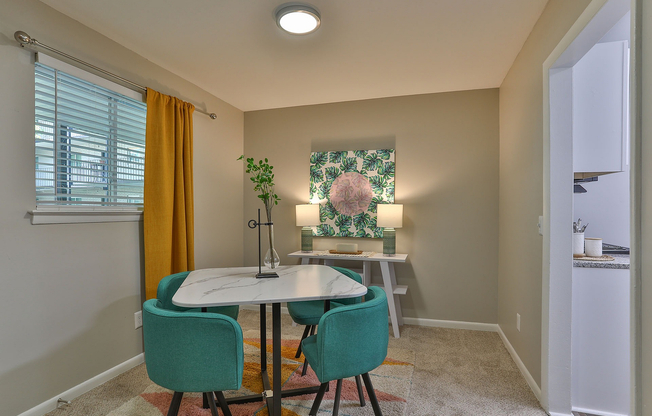Dining area with overhead lighting