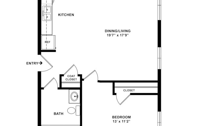 1 bed, 1 bath, 597 sqft, $1,230