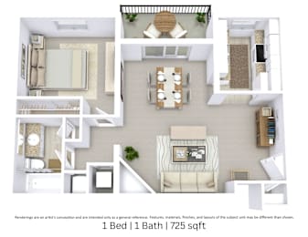 1 bed, 1 bath, 725 sqft, $1,100