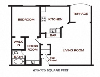 1 bed, 1 bath, 670 sqft, $2,505