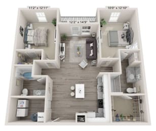 2 beds, 2 baths, 1,176 sqft, $1,499