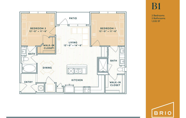 2 beds, 2 baths, 1,035 sqft, $1,867