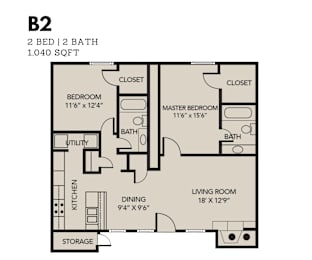2 beds, 2 baths, 905 sqft, $1,709