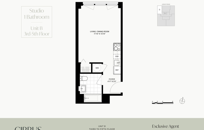 Studio, 1 bath, $2,964, Unit 4B