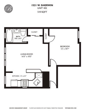 1 bed, 1 bath, 420 sqft, $1,750, Unit 601