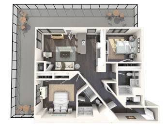 2 beds, 2 baths, 1,111 sqft, $3,685