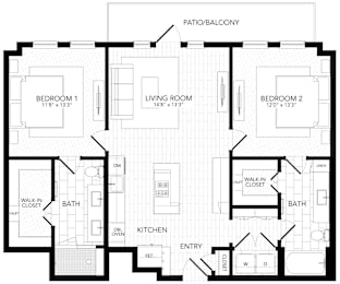 2 beds, 2 baths, 1,149 sqft, $3,561