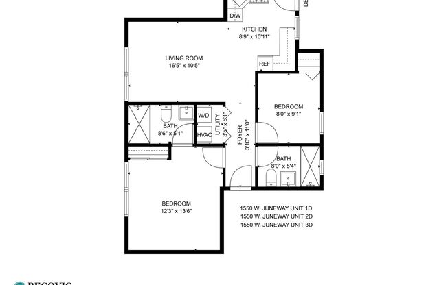 2 beds, 2 baths, 657 sqft, $2,250, Unit 1550-1D