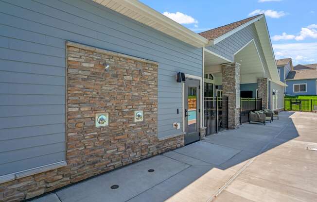 Outdoor pool showers at The Lodge at Overland, Rochester, MN, 55901