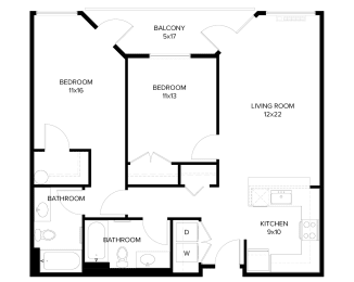 2 beds, 2 baths, 1,038 sqft, $2,317