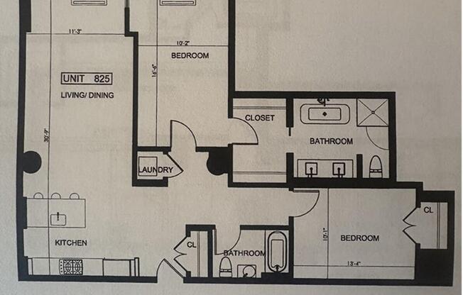 1 bed, 2 baths, 1,442 sqft, $8,500, Unit 825