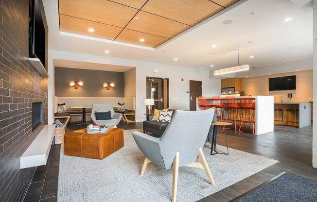 Kitchen & Lounge Area With Fireplace