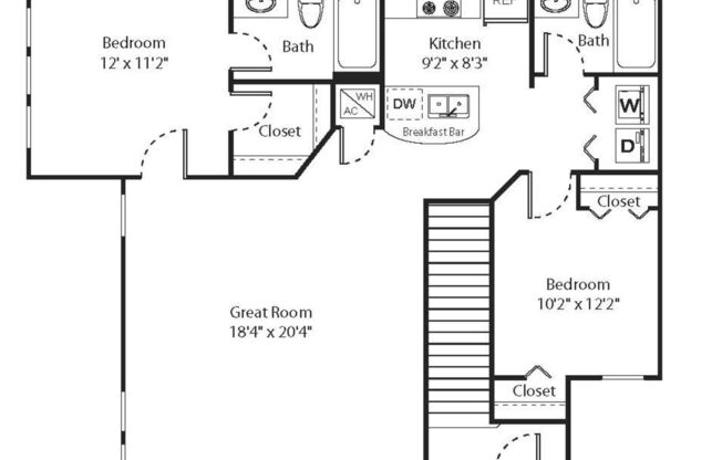2 beds, 2 baths, 1,053 sqft, $1,827