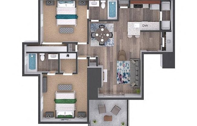 2 beds, 2 baths, 942 sqft, $1,695