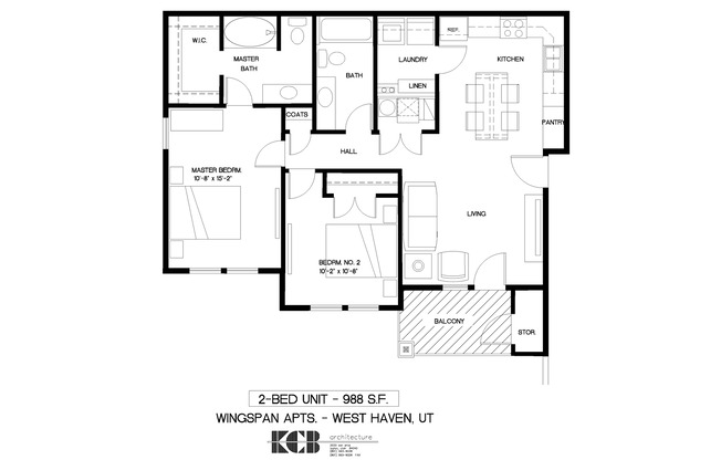 2 beds, 2 baths, 988 sqft, $1,444, Unit C101