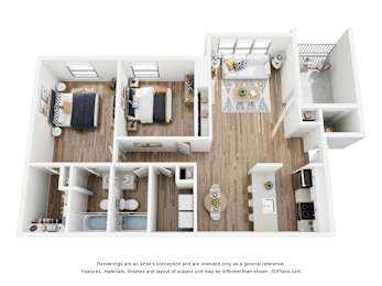 2 beds, 2 baths, 1,080 sqft, $1,804