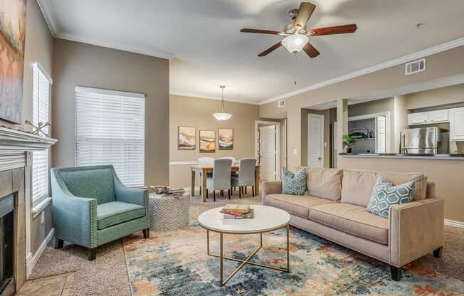 Spacious Living Area with Carpet