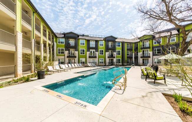 Interior courtyard with resort-style pool