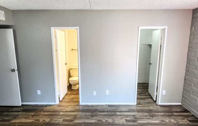 2x2 Downstairs Bryten Upgrade Main Bedroom with Closet and Bathroom at Mission Palms Apartment Homes in Tucson AZ