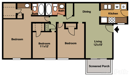 3 beds, 2 baths, 1,300 sqft, $1,609