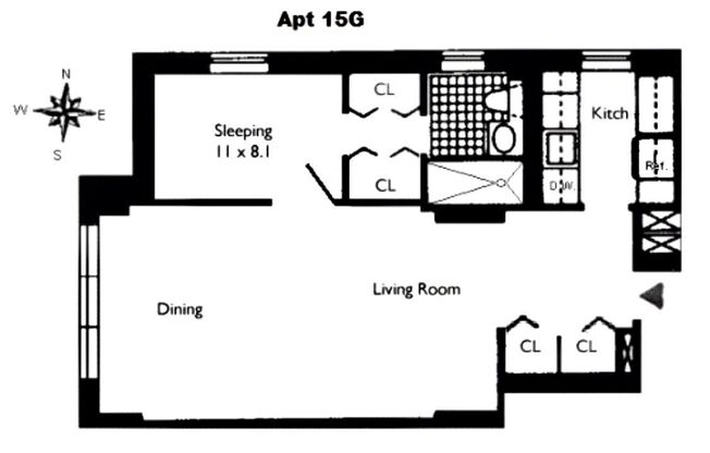 1 bed, 1 bath, 604 sqft, $4,000, Unit 15G