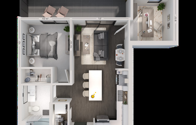 1 bed, 1 bath, 671 sqft, $1,985, Unit 711