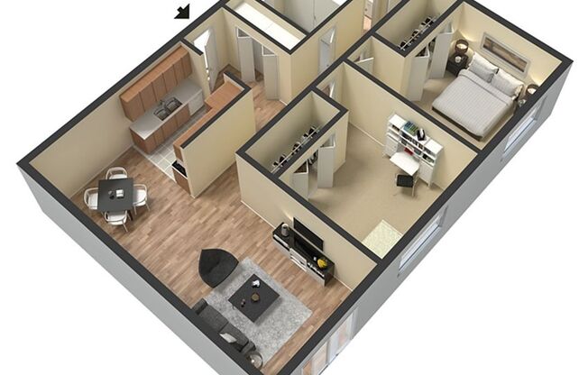 2 beds, 1 bath, 935 sqft, $1,525, Unit 105