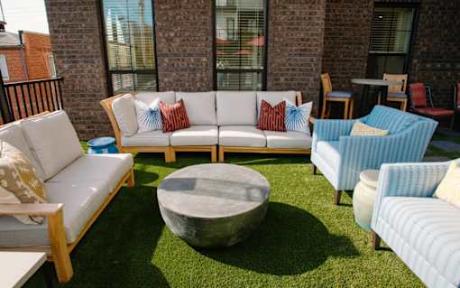 a seating area with couches chairs and a coffee table at Fairfax, Grandview, OH, 43212