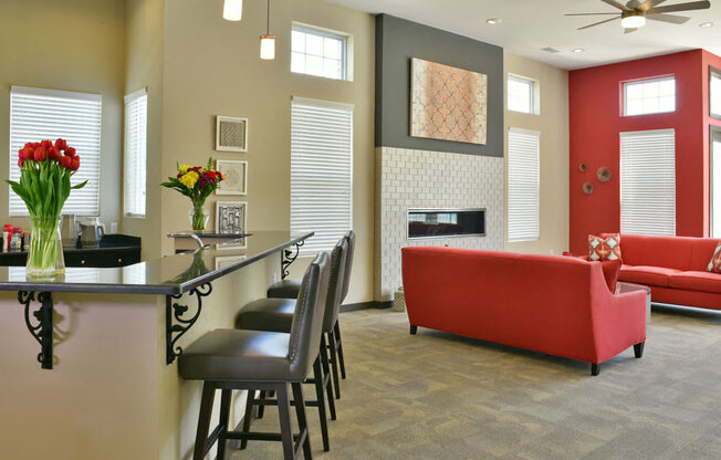 Clubhouse Breakfast Bar Area at Irene Woods Apartments, Collierville, TN