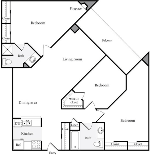 3 beds, 2 baths, 1,340 sqft, $3,495, Unit 6208