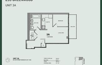 1 bed, 1 bath, 578 sqft, $3,350, Unit 3A