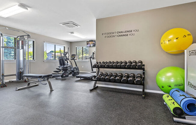 Fitness center at Woodland Villa Apartments in Westland MI