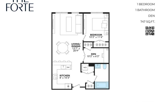 1 bed, 1 bath, 747 sqft, $2,949, Unit APT. 434