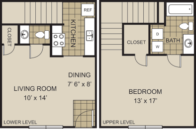 1 bed, 1.5 baths, 864 sqft, $1,389