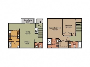 2 beds, 2.5 baths, 1,321 sqft, $2,300