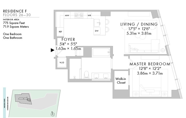 1 bed, 1 bath, 775 sqft, $7,850, Unit 30F