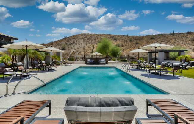 Mountainside Pool Resort Style Pool with Lounge Seating