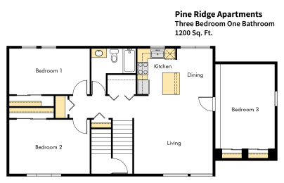 3 beds, 1 bath, 1,200 sqft, $2,150