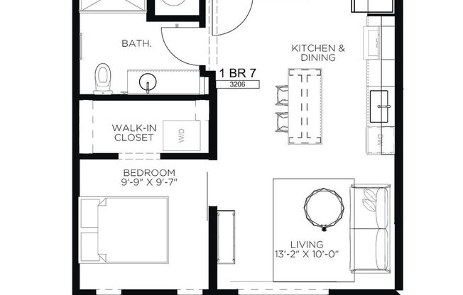 1 bed, 1 bath, 510 sqft, $1,350, Unit 3206