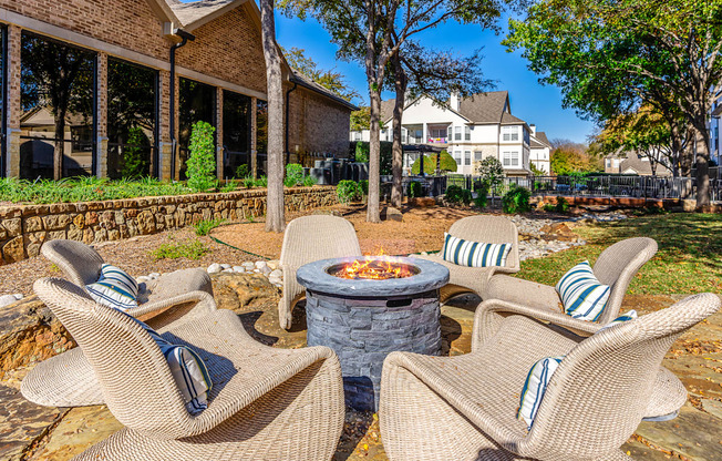 outdoor seating area with firepit